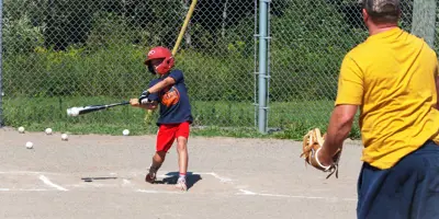 Ball field and player.