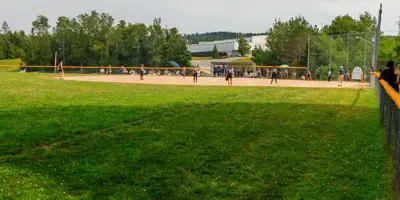 Ball field and players.